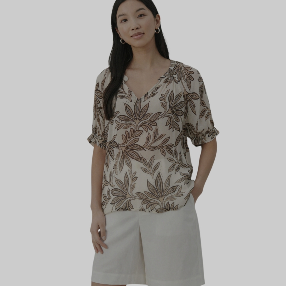 Part Two Popsy Blouse In Black elicate leaf